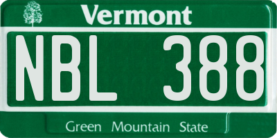 VT license plate NBL388