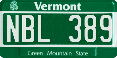 VT license plate NBL389