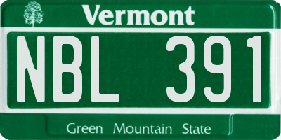 VT license plate NBL391