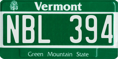 VT license plate NBL394