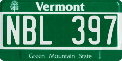 VT license plate NBL397