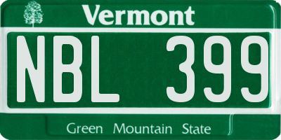 VT license plate NBL399