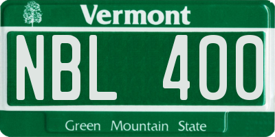 VT license plate NBL400