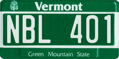 VT license plate NBL401