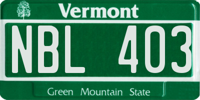VT license plate NBL403