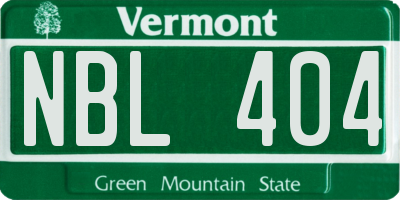 VT license plate NBL404