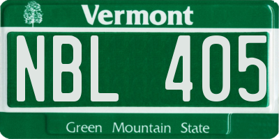 VT license plate NBL405