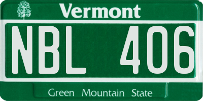 VT license plate NBL406
