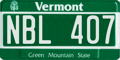 VT license plate NBL407