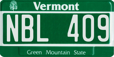 VT license plate NBL409