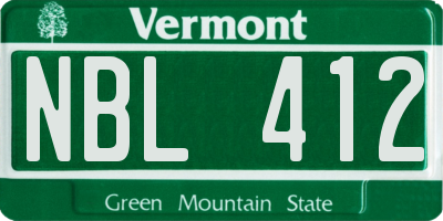 VT license plate NBL412