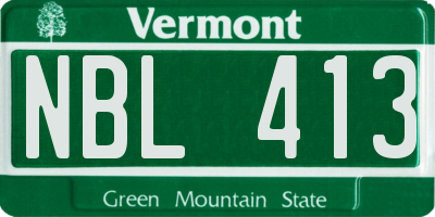 VT license plate NBL413