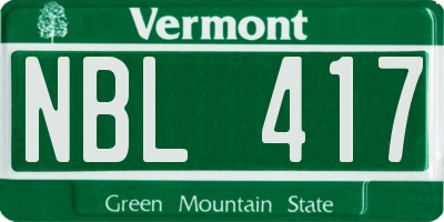VT license plate NBL417