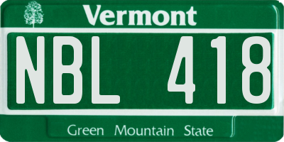 VT license plate NBL418
