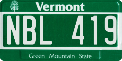 VT license plate NBL419