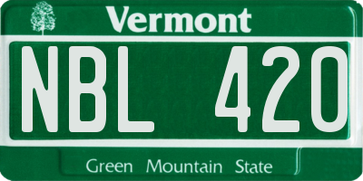 VT license plate NBL420