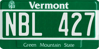 VT license plate NBL427