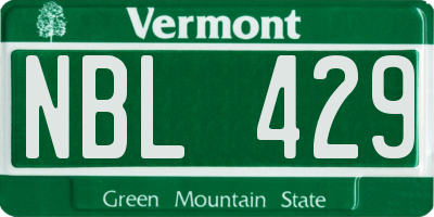 VT license plate NBL429
