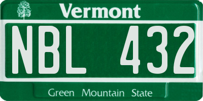 VT license plate NBL432