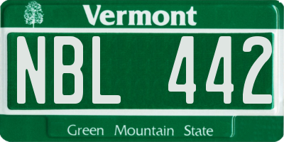 VT license plate NBL442