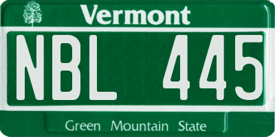 VT license plate NBL445