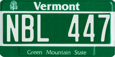 VT license plate NBL447