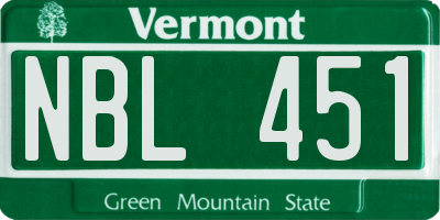 VT license plate NBL451