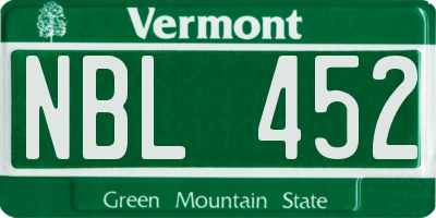 VT license plate NBL452