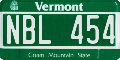 VT license plate NBL454