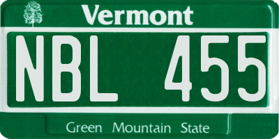 VT license plate NBL455