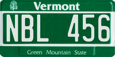 VT license plate NBL456