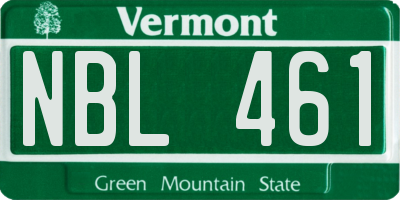 VT license plate NBL461