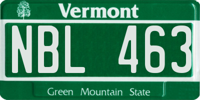 VT license plate NBL463
