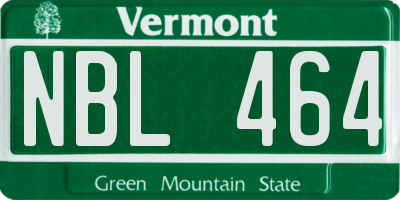 VT license plate NBL464