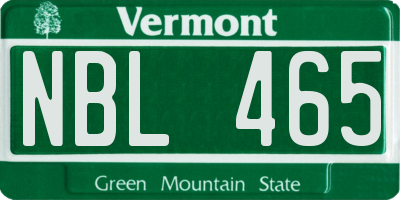 VT license plate NBL465