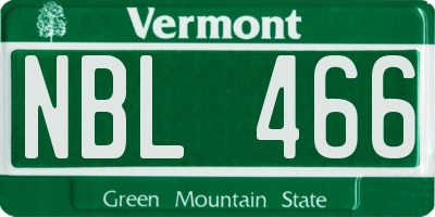 VT license plate NBL466