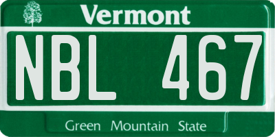 VT license plate NBL467