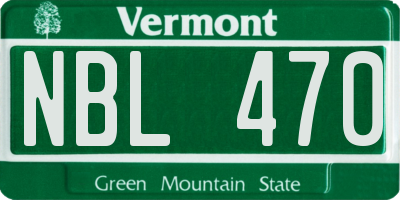 VT license plate NBL470