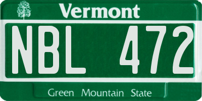 VT license plate NBL472