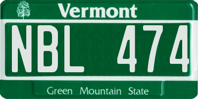 VT license plate NBL474