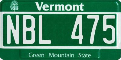 VT license plate NBL475