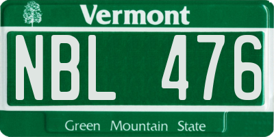VT license plate NBL476