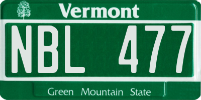 VT license plate NBL477