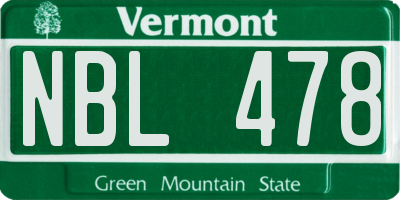 VT license plate NBL478