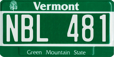 VT license plate NBL481