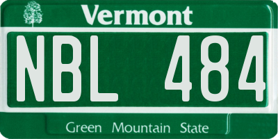 VT license plate NBL484