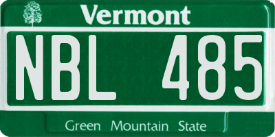 VT license plate NBL485