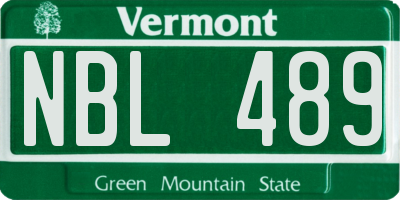 VT license plate NBL489
