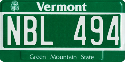 VT license plate NBL494