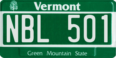 VT license plate NBL501